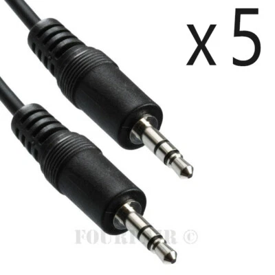 5 Pack Lot - 15ft 1/8" 3.5mm Audio Headphone Male Stereo Cable M/M MP3 Aux PC - Image 1 of 2