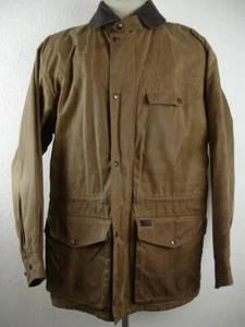 Men's sz M Outback Trading Deer Hunter Oilskin Jacket Coat Leather Collar Bronze - Picture 1 of 21