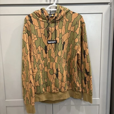 Timberland Camuflada Sudadera con Capucha Árbol Verde Tostado Grande Cordón Pullover  Foto 1 de 4