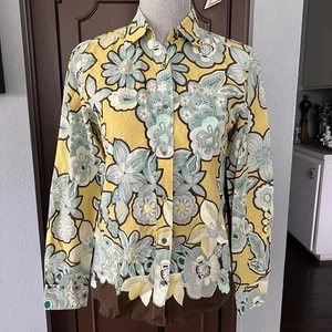 Weekend Max Mara Retro Floral Embroidered Button Down Shirt - Size Small - Picture 1 of 8