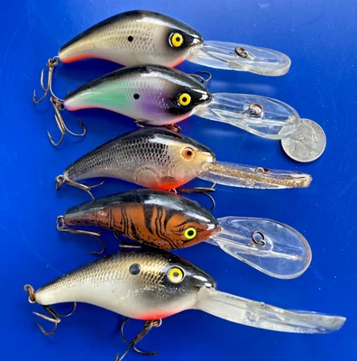 VTG LOT 5 MANN CRANKBAITS MANN’S LURES 30+ DEEP DIVER 20+ GOLDEN SHAD TIGER - Image 1 of 4