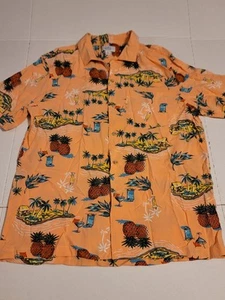 Croft & Barrow M Tropical Hawaiian Aloha Pineapple Button Up Shirt Pocket - Picture 1 of 7