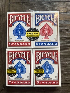 Cartas de juego de bicicleta paquetes de 4 - barajas de póker índice estándar rojas y azules - selladas - Imagen 1 de 2