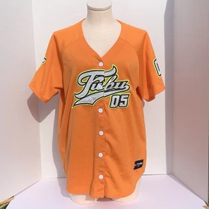 FUBU FOREVER 21 Jersey Small Orange Embroidered Logo Sport Hip-Hop Top Womens - Picture 1 of 8