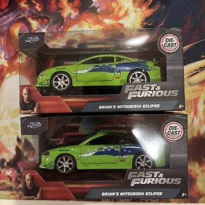 Jada 1:32 Fast & Furious Brian's Mitsubishi Eclipse W/ Bullet Holes Burn & Clean - Image 1 of 4