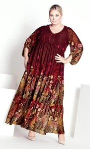Arna York Floral Angelina Maxi Dress Size Plus 26/28 4X Boho Tiered Pockets - Picture 1 of 10