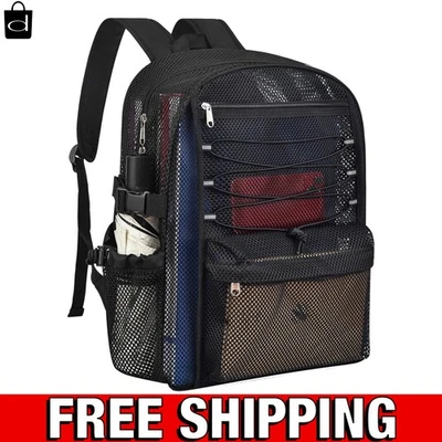 Mochila de malla de alta resistencia Mochila universitaria transparente Bolsa de malla semitransparente Foto 1 de 4