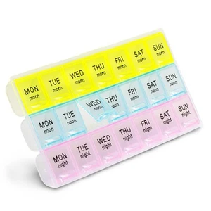 2 Pack Pill Organizer 3 Times a Day, Weekly Medicine Organizer Pill Boxes, 7 ... - Picture 1 of 7
