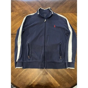 Polo Ralph Lauren Trainingsjacke mit durchgehendem Reißverschluss dunkelblau mit weißen Streifen |C1 - Bild 1 von 6