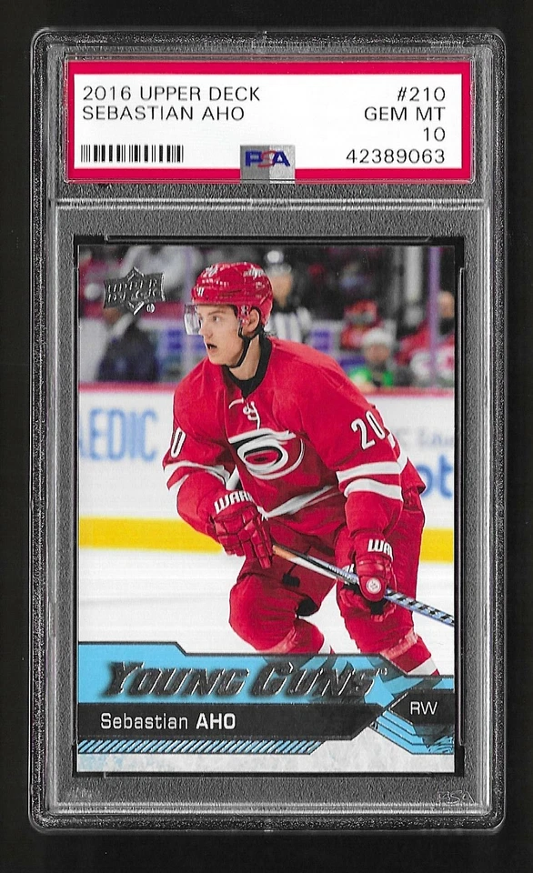 2016 Upper Deck Young Guns #210 Sebastian Aho RC Rookie PSA 10 - Imagem 1 de 1