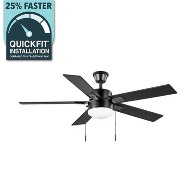 Hampton Bay 52-inch Corwin Indoor/Outdoor Matte Black LED Ceiling Fan - Image 1 of 4