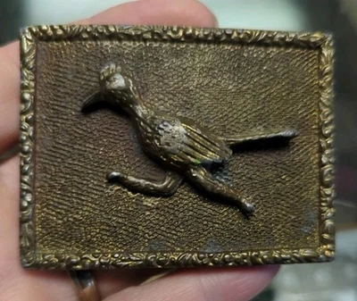 Vintage 70s Belt Buckle Wyoming Studio Art Works "ROADRUNNER" Brass James Lind - Image 1 of 4