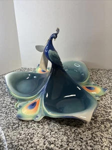 Franz Collection Luminescence Peacock Tidbit Dish FZ01689 - Picture 1 of 12