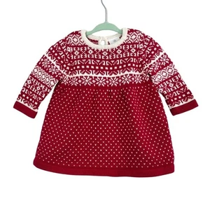 Hanna Andersson Fair Isle Strickkleid Gr. 60 (0-3M) rot Urlaub Pulloverkleid Neu mit Etikett - Bild 1 von 9
