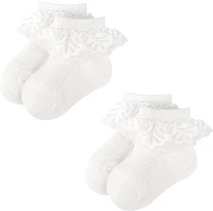 BQUBO Baby Girls Socks Eyelet Ruffle Lace Sock Baby Socks  - Picture 1 of 1