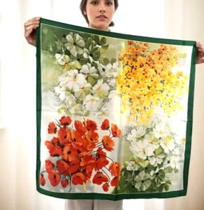 Scarf Floral Print Square Scarf for Women - Soft Neck Scarf 27 x 27" - Picture 1 of 4