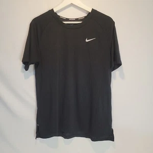 Womens Black Nike Running Dri Fit Shirt Top Tee Mesh Back Large - Picture 1 of 11