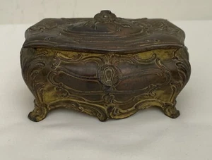Antique Vintage French Brass Trinket Box Jewellery Casket - Foto 1 di 8