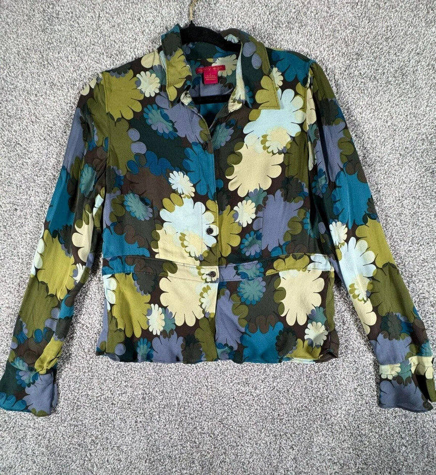 Sunny Leigh Blouse Large Silk Vintage 70s Flower Power Boho Chic Groovy Classy - Image 1 of 4