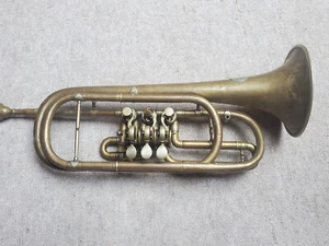 Very old rotary trumpet in F ? "Armin E. Voigt Markneukirchen Saxony" - Picture 1 of 13