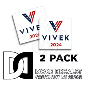 Calcomanías electorales Vivek Ramaswamy con logotipo en V troquelado 2024 paquete de 2 - Imagen 1 de 2