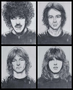 THIN LIZZY BAND PORTRAITS Renegade B&W Print 33"x23" By Jim Fitzpatrick - Picture 1 of 5