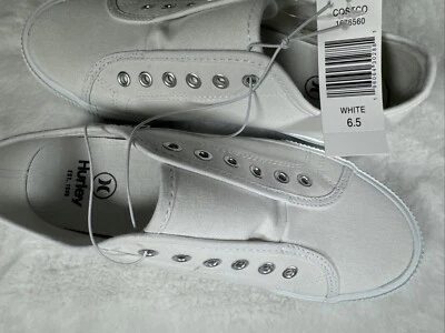 Zapatos sin cordones de lona Hurley Chloe para mujer de moda (blancos) talla 6,5 Foto 1 de 4