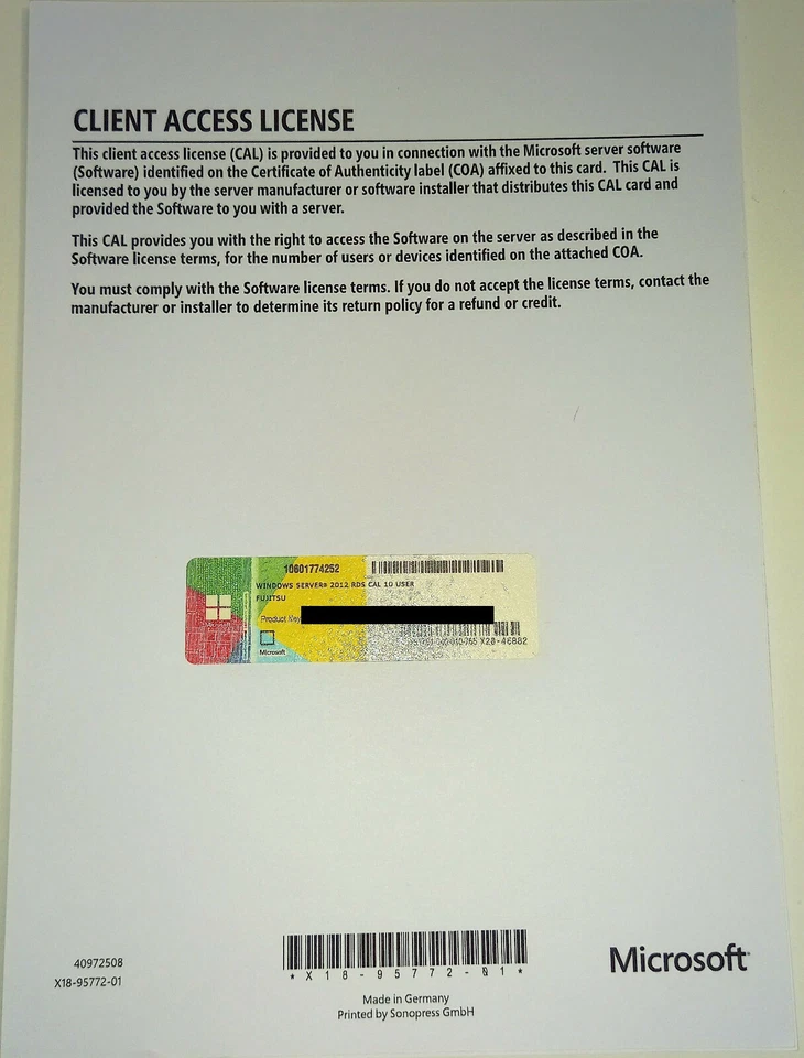 Microsoft Windows Server 2012/2012 R2 - Terminal RDS CAL 10 User - Multilingual - Bild 1 von 1