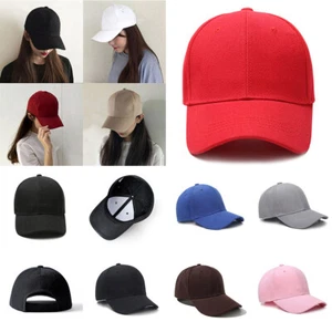 Plain Baseball Caps Adjustable Solid Blank Hat Style Curved Visor Cap" - Picture 1 of 26