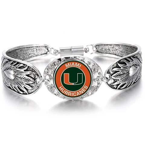 Miami Hurricanes Women's Sterling Silver Bracelet College Football Gift D3 Cover