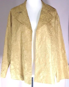 Chicos Womens Open Front Silk Jacket Champagne Empress Stitch Size 3 (XL) - Picture 1 of 7