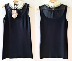 New MIU MIU Black Sleeveless Shift Dress with White Sequin Collar Size 40 IT - Picture 1 of 10