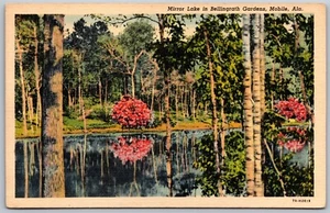 Vintage Mobile Alabama AL Bellingrath Gardens Spiegel See 1930er Leinen Ansicht Postkarte - Bild 1 von 2