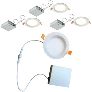 4Pk 8" LED FlushMount Downlight, Round Recessed Baffle 3000K, 18W(100W), 1400LM - Picture 1 of 4