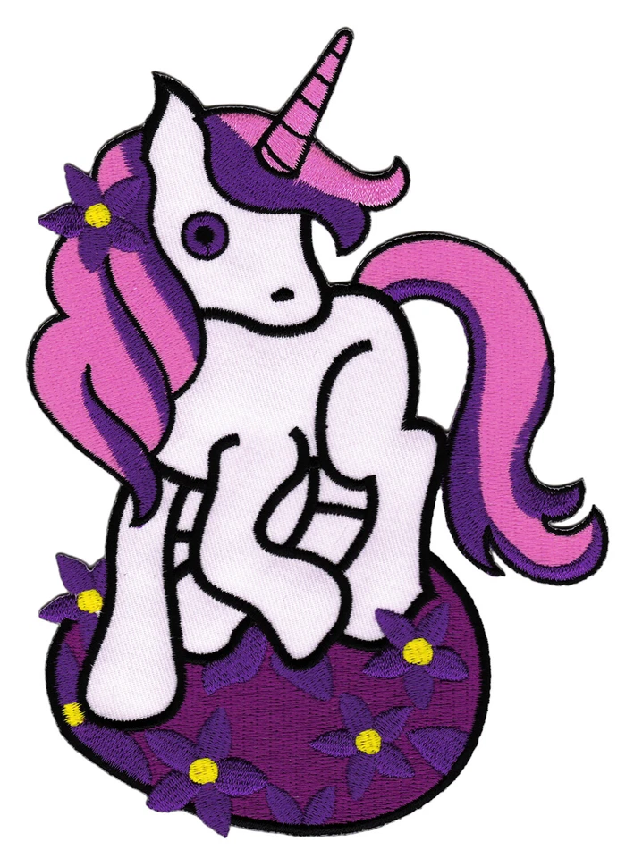 Backpatch #61 - Großer Einhorn Lila Pink Patch Aufnäher Bügelbild 12,7 x 18,0 cm - Bild 1 von 1