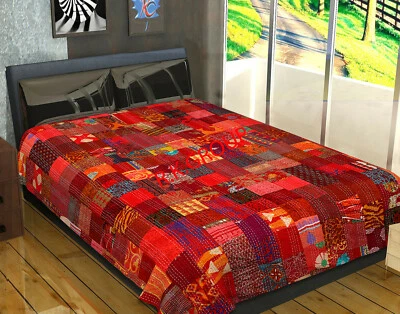 Patola Printed Indian Cotton  Bedspread Bedding Throw Blanket Lots Kantha Quilt - Image 1 of 4