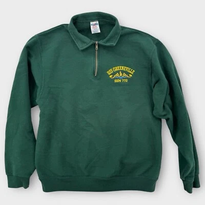 Suéter De Colección USS Greeneville SSN772 Para Hombres Mediano Algodón Verde Ejército EE. UU. 1/4 Cremallera Foto 1 de 4