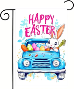 Easter Garden Flag 12X18 Inch Double Sided Happy Easter Bunny Garden Flag Decora - Picture 1 of 9