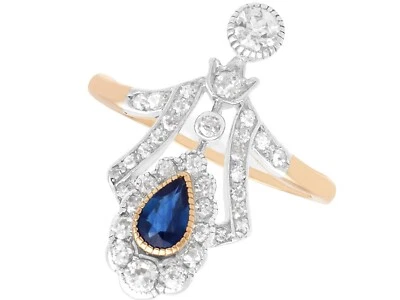 Antique 0.50Ct Sapphire and 0.84Ct Diamond, 14k Rose Gold Ring Circa 1890 - Image 1 of 4