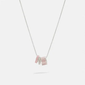 Coach Set Logo Rouge Rosa Emaille/Silber Creolen Tropfen Halskette und Armreif Armband - Bild 1 von 17