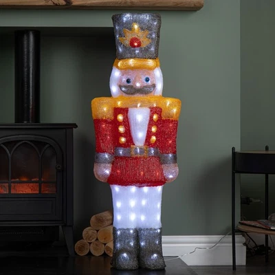 93cm Light up Acrylic Christmas Nutcracker Decoration with 140 White LEDs - Image 1 of 4
