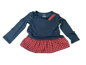 CARTER'S Toddler Girl 2T Red Plaid Peplum Jersey Top Retail $30.00 - Picture 1 of 4