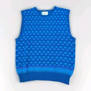 De Colección Pendleton Mujer Talla M Suéter Chaleco Sin Mangas Tejido Lana Virgen Azul Polkadot - Imagen 1 de 7