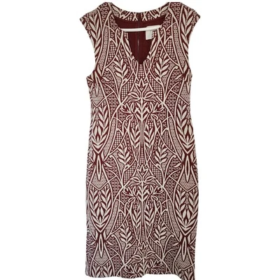 HD in Paris Sleeveless V-Neck Sheath Dress Burgundy Cream Size 12 - Image 1 of 4