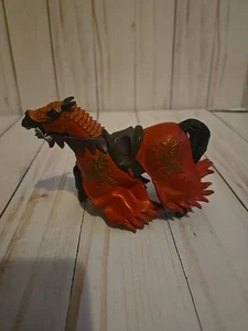 2006 Papo roter mittelalterlicher Drachenritter schwarzes Pferd Figur Spielzeug - Bild 1 von 6