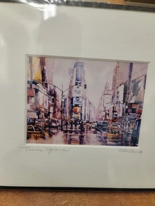 Signiertes Aquarell Gouache Kunst - Times Square NYC - zeitgenössisch - Bild 1 von 8