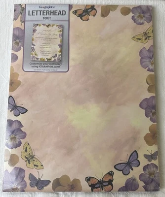 NUEVO GEOGRAFÍA MARIPOSAS Y PENSAMIENTOS Membrete 100 ct Papel Foto 1 de 2