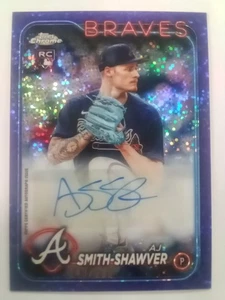 AJ Smith-Shawver 2024 Topps Chrome PURPLE SPECKLE Rookie Auto SP MINT #143/299 - Picture 1 of 6