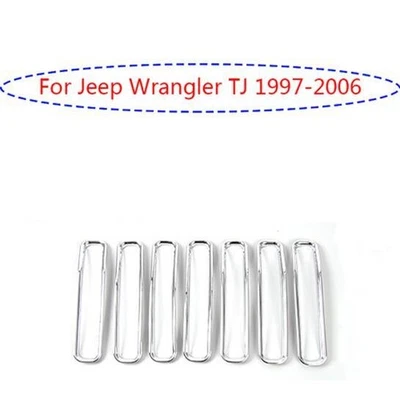 Хромированная отделка рамы решетки радиатора центрального переднего бампера для Jeep Wrangler TJ 1997-06 7X - Изображение 1 из 4