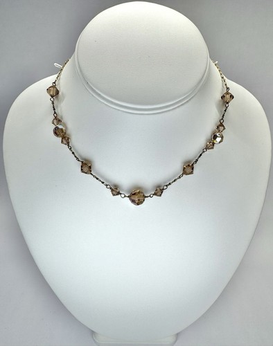 GIVENCHY Collana Vintage Birra Sfaccettata Cristalli Marroni Chocker Gioielli N124